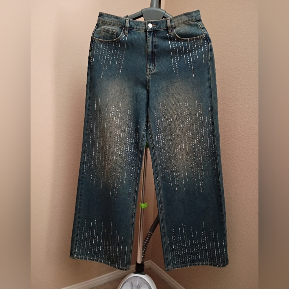 NEW WITH TAGS Blue Crystal-Embellished Women's CELLO LOS ANGELES JEANS Size 11